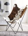 Fabric Armchair Cowhide Pattern Brown with White NYBRO_788680