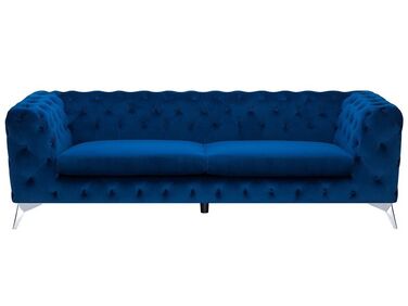 Sofa 3-osobowa welurowa ciemnoniebieska SOTRA