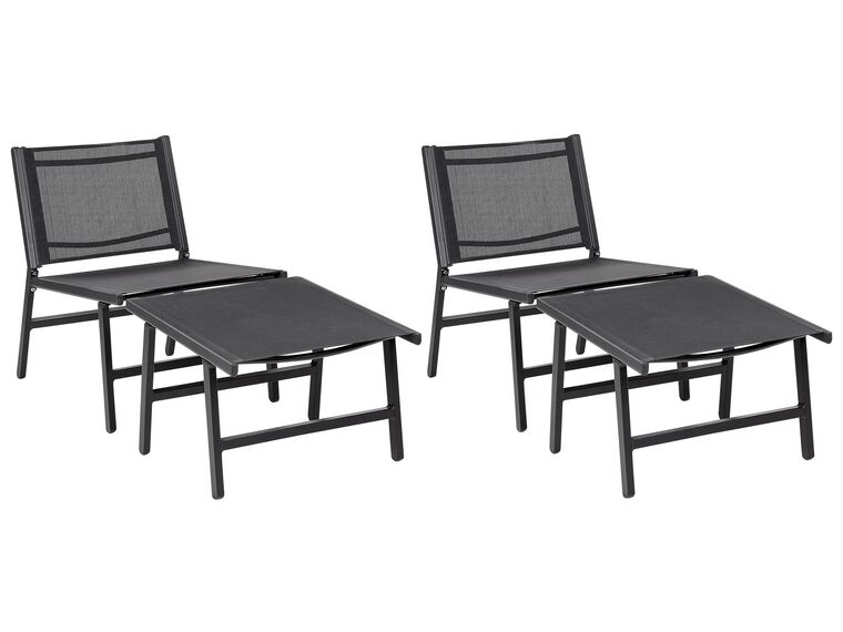 Conjunto de 2 cadeiras de jardim com repousa-pés preto MARCEDDI_897081