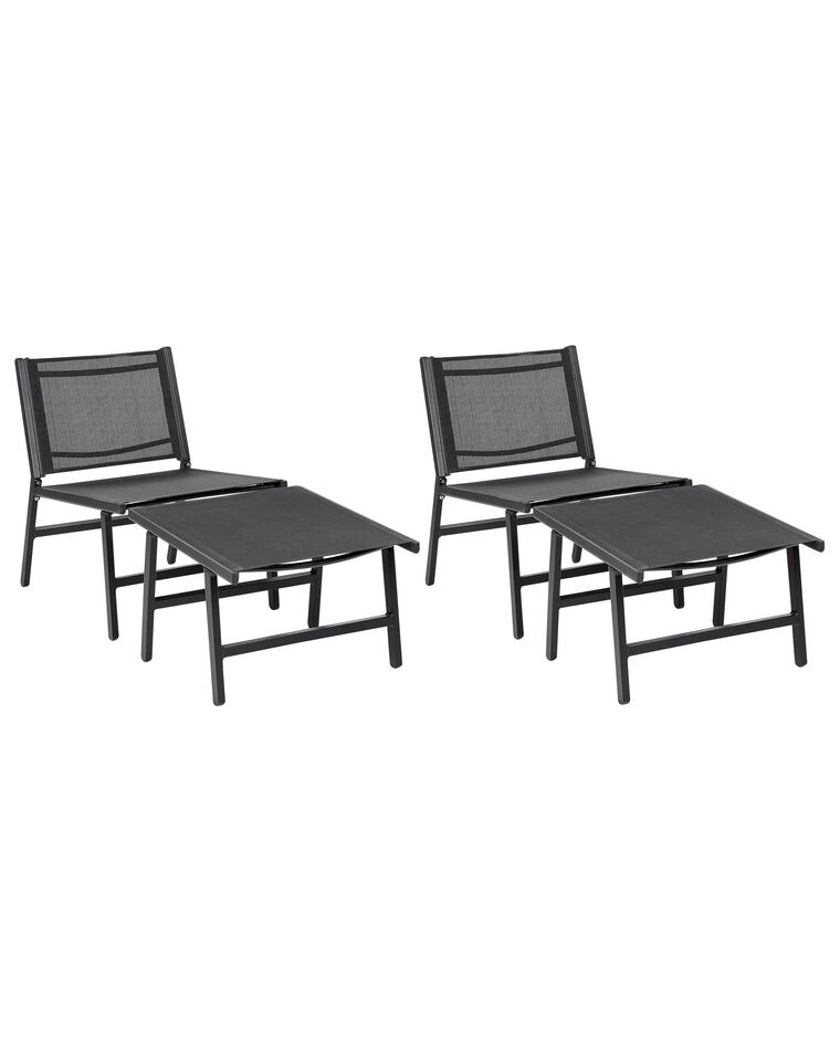 Lot de 2 chaises de jardin à repose-pieds noires MARCEDDI_897081