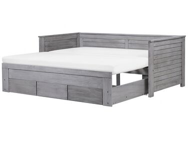 Drevená rozkladacia posteľ s úložným priestorom 90/180x200 cm sivá CAHORS