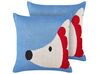 Set of 2 Cotton Cushions Hedgehog Motif 45 x 45 cm Blue PASHOT_905419