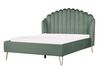 Łóżko welurowe 140 x 200 cm zielone AMBILLOU_902516