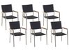 Conjunto de 6 sillas de jardín de ratán/acero negro/plateado GROSSETO_738539