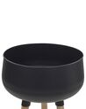 Pot de fleur en métal 35 x 35 x 55 cm noir avec pieds en bois clair AGROS_804775