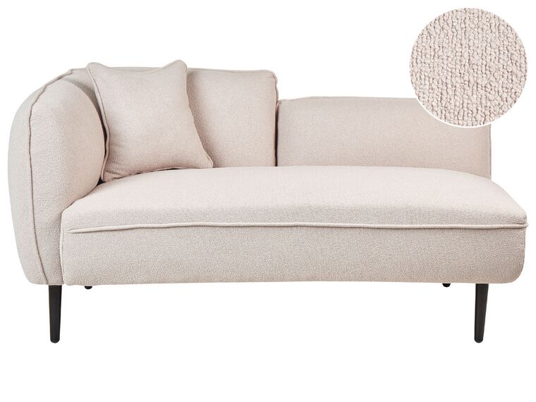 Left Hand Boucle Chaise Lounge Light Beige CHEVANNES_877208