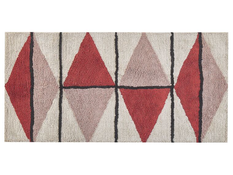 Teppich Baumwolle 80 x 150 cm mehrfarbig geometrisches Muster Kurzflor PURNIA_816964
