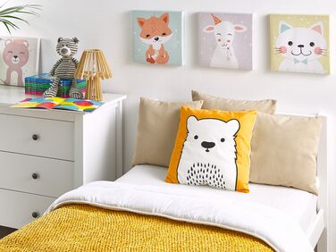 Set of 2 Cotton Kids Cushions Bear 45 x 45 cm Orange WARANASI
