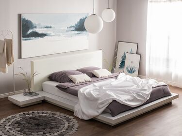 EU King Size Bed with Bedside Tables White ZEN