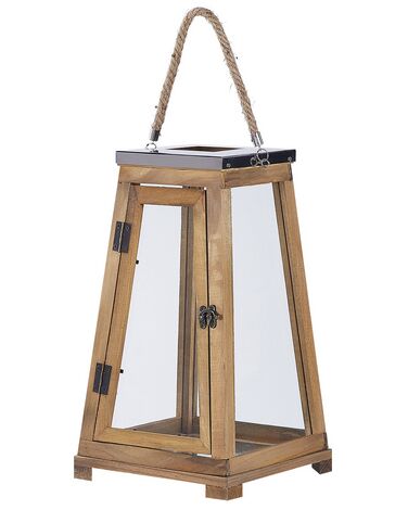 Lanterna de madeira de pinho castanha 39 cm PULAU