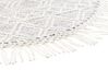 Teppich Wolle grau / cremeweiss ⌀ 140 cm Fransen Kurzflor BULDAN_856537