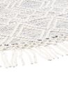 Teppich Wolle grau / cremeweiß ⌀ 140 cm Fransen Kurzflor BULDAN_856537