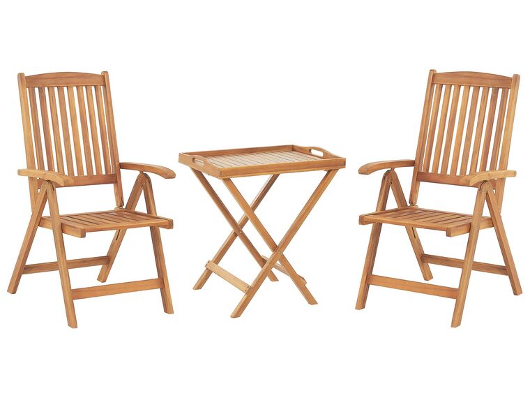 Trädgårdsmöbelset av bord och 2 stolar akaciaträ ljusbrun JAVA_785492