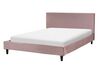 Zamatová posteľ 140 x 200 cm ružová FITOU_900384
