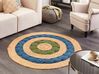 Round Jute Area Rug ⌀ 140 cm Blue and Green HOVIT_870070