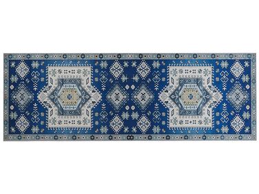 Vloerkleed polyester blauw 80 x 200 cm PARVAKALDI
