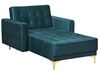 Chaise-longue reclinável em veludo azul esverdeado ABERDEEN_738022