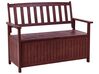 Záhradná lavica z akáciového dreva s úložným priestorom 120 cm mahagónová hnedá s červeným vankúšom SOVANA_883997