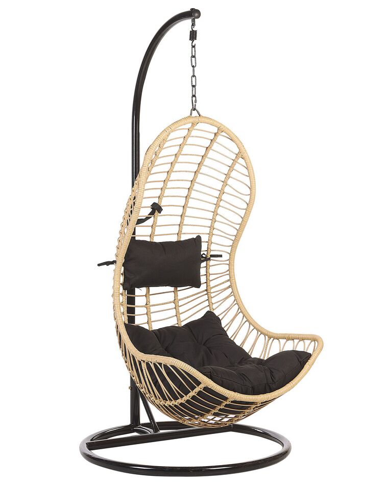 PE Rattan Hanging Chair with Stand Natural PINETO_763834