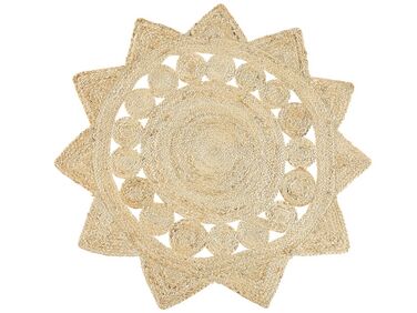 Teppich Jute beige ⌀ 120 cm Kurzflor zweiseitig ARABAN