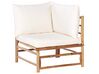 Conjunto esquinero de jardín 5 plazas con sillón de bambú blanco crema CERRETO_909568