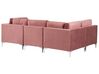 Right Hand 4 Seater Modular Velvet Corner Sofa Pink EVJA_859551