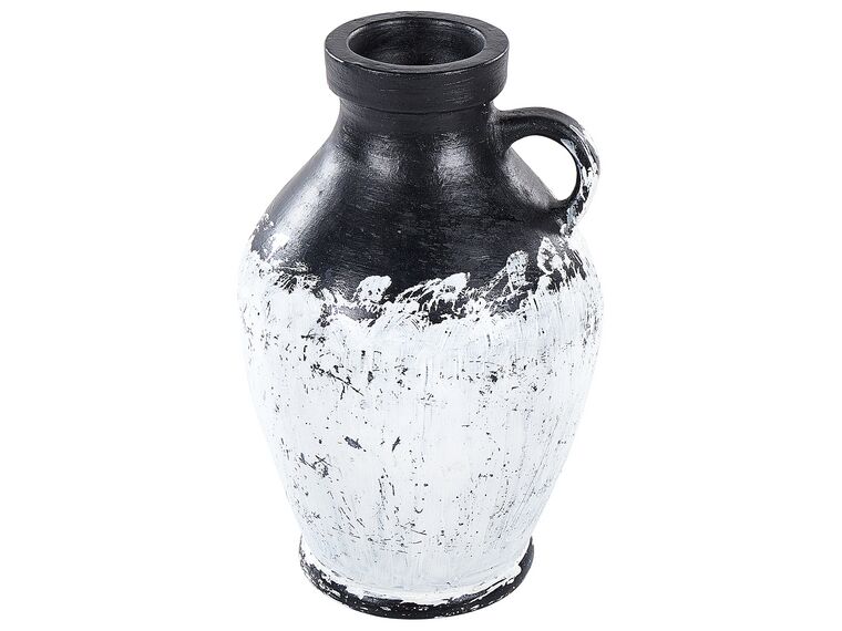 Terracotta dekorativ vase 33 cm sort og hvid MASSALIA_850303