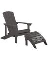 Krzesło ogrodowe z podnóżkiem ciemnoszare ADIRONDACK_809566