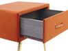 1 Drawer Velvet Bedside Table Orange FLAYAT _833973