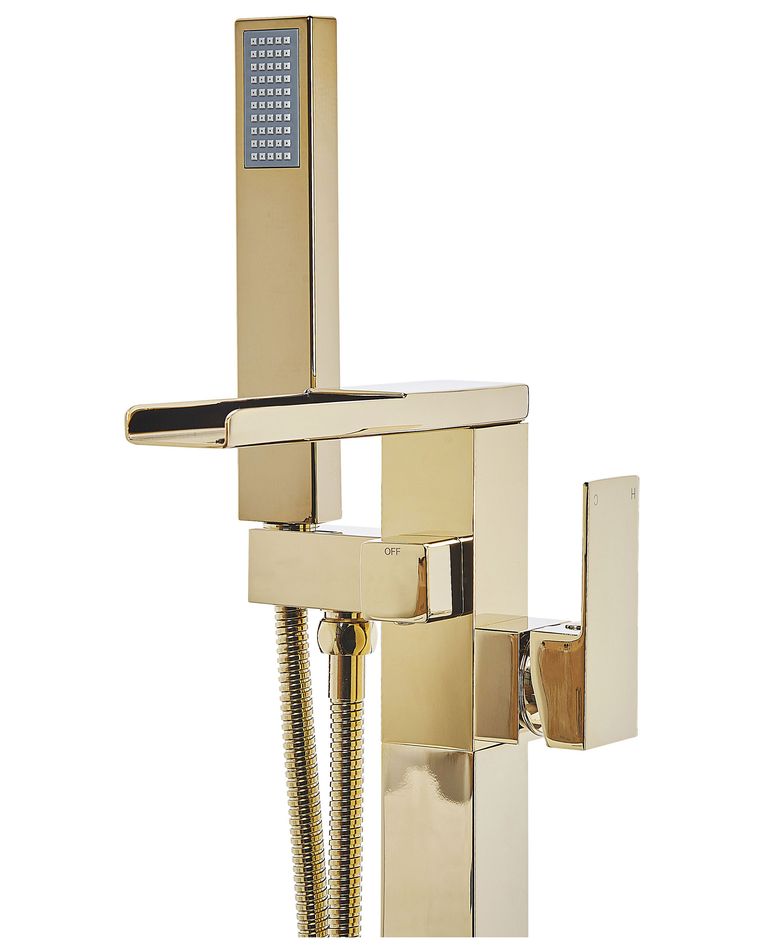 Freestanding Bath Mixer Tap Gold BOYOMA Beliani.sk