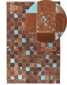 Alfombra de piel de vaca marrón dorado/azul turquesa 160 x 230 cm ALIAGA_539242