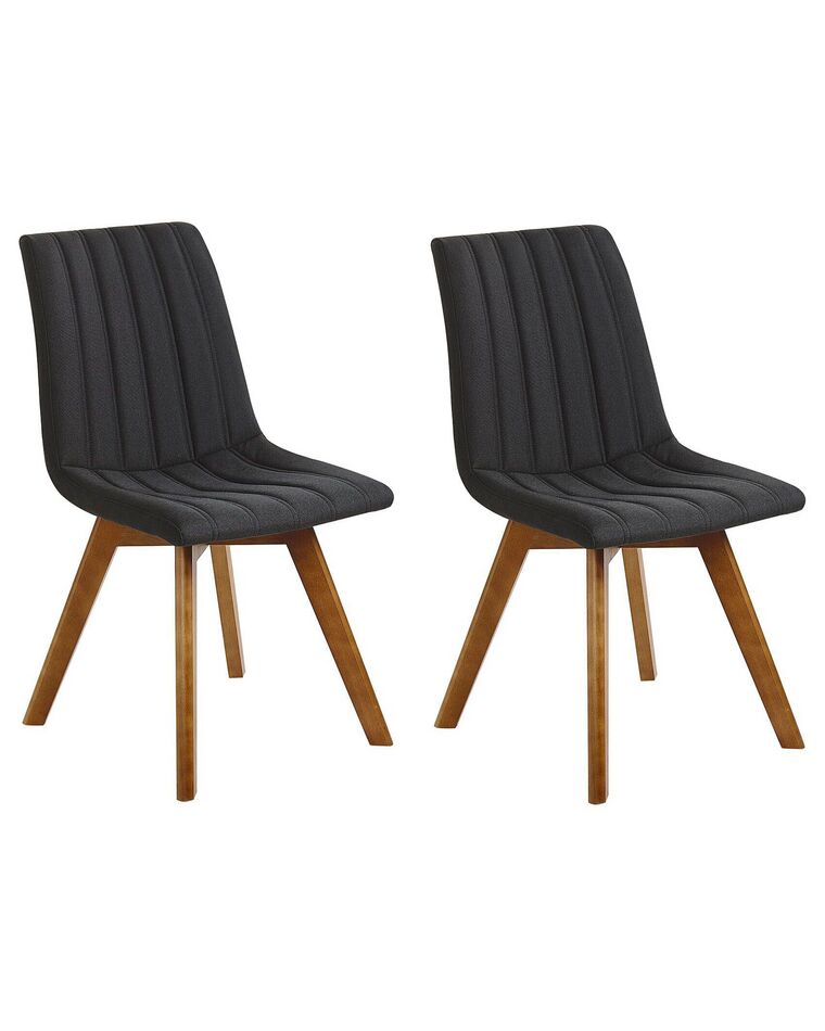 	Conjunto de 2 sillas de poliéster negro/madera oscura CALGARY_800083