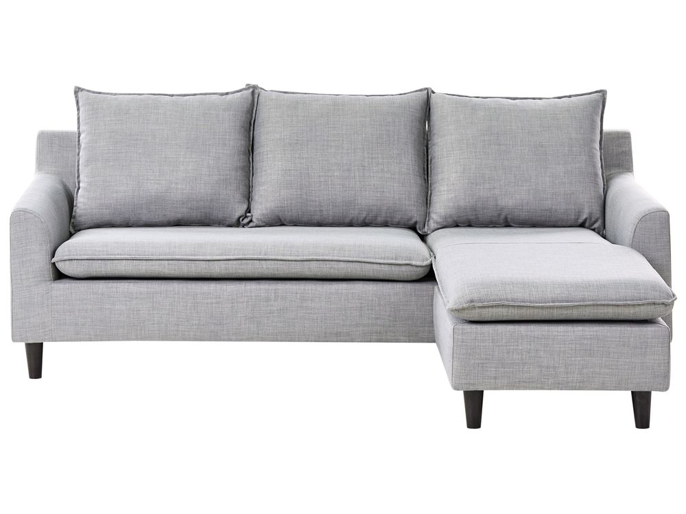 Reversible Fabric Corner Sofa Light Grey ELVENES Beliani.co.uk