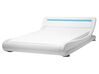 Bílá kožená postel s LED světlem 160x200 cm AVIGNON_689589