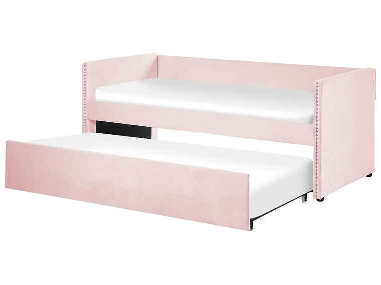 Velvet EU Single Trundle Bed Light Pink TROYES_837085