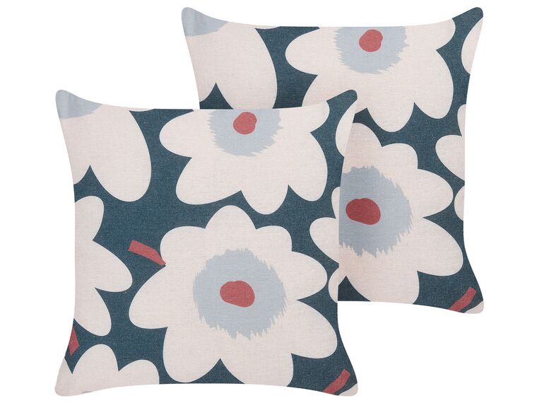 Set of 2 Cushions Floral Pattern 45 x 45 cm Multicolour SESBANIA_857701