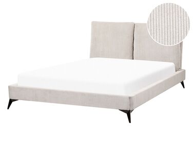 Łóżko sztruksowe140 x 200 cm jasnobeżowe MELLE