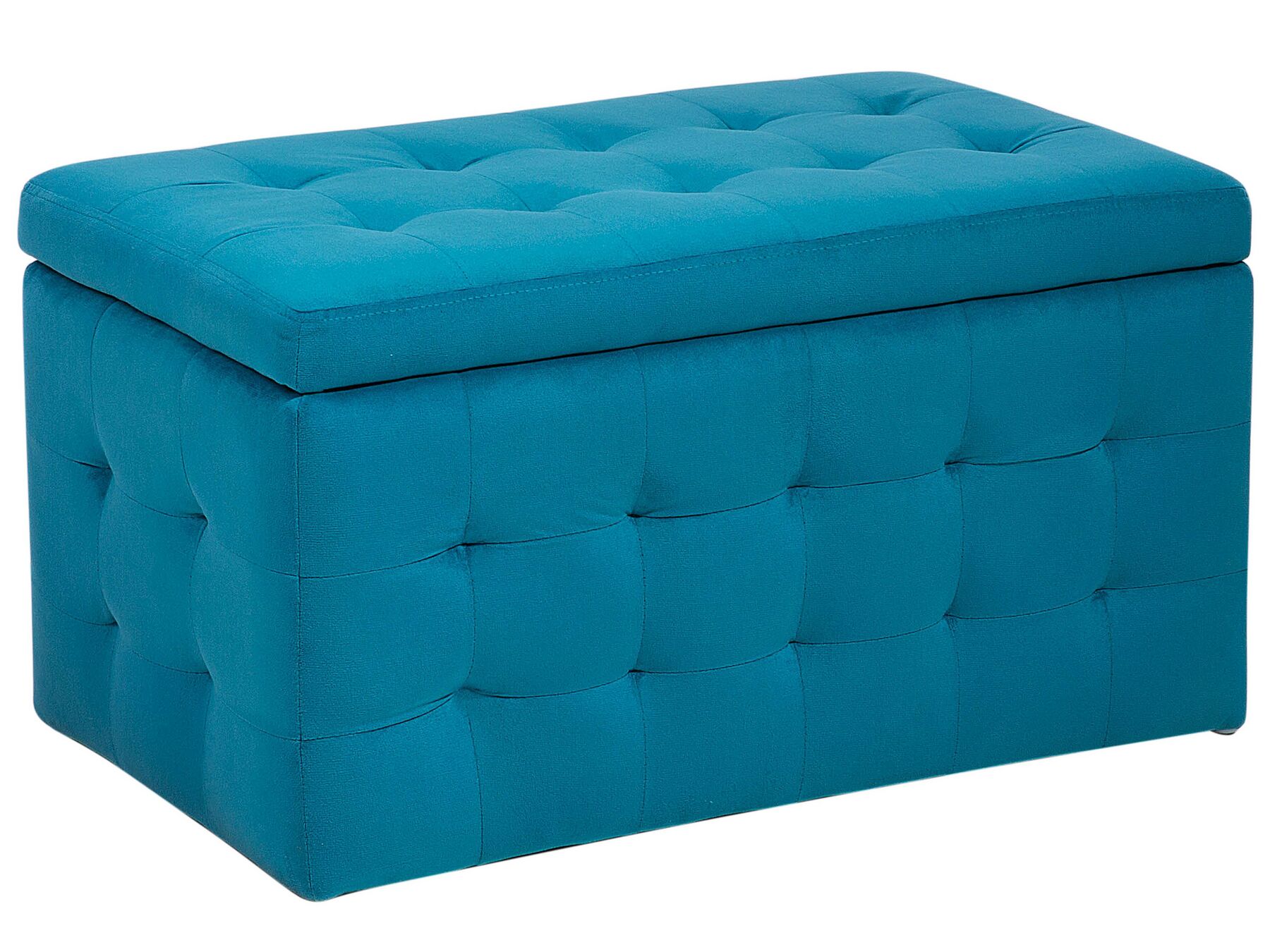 Coffre De Rangement/pouf Chesterfield En Velours Bleu Foncé - Design Glamour, Pieds En Bois, Capacité 110 Kg