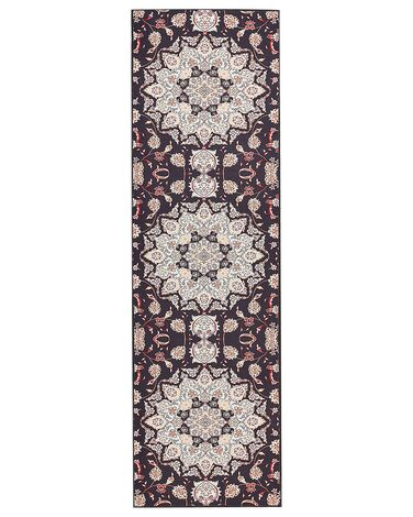 Teppich schwarz / beige 60 x 200 cm orientalisches Muster Kurzflor ARITAS
