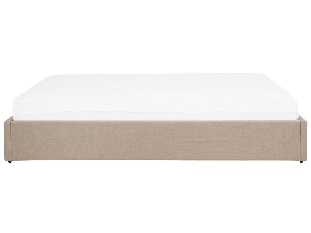 Cama tapizada con almacenaje beige 180x200 cm DINAN | Beliani.es