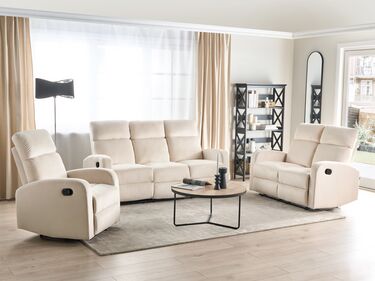 Velvet Manual Recliner Living Room Set White VERDAL