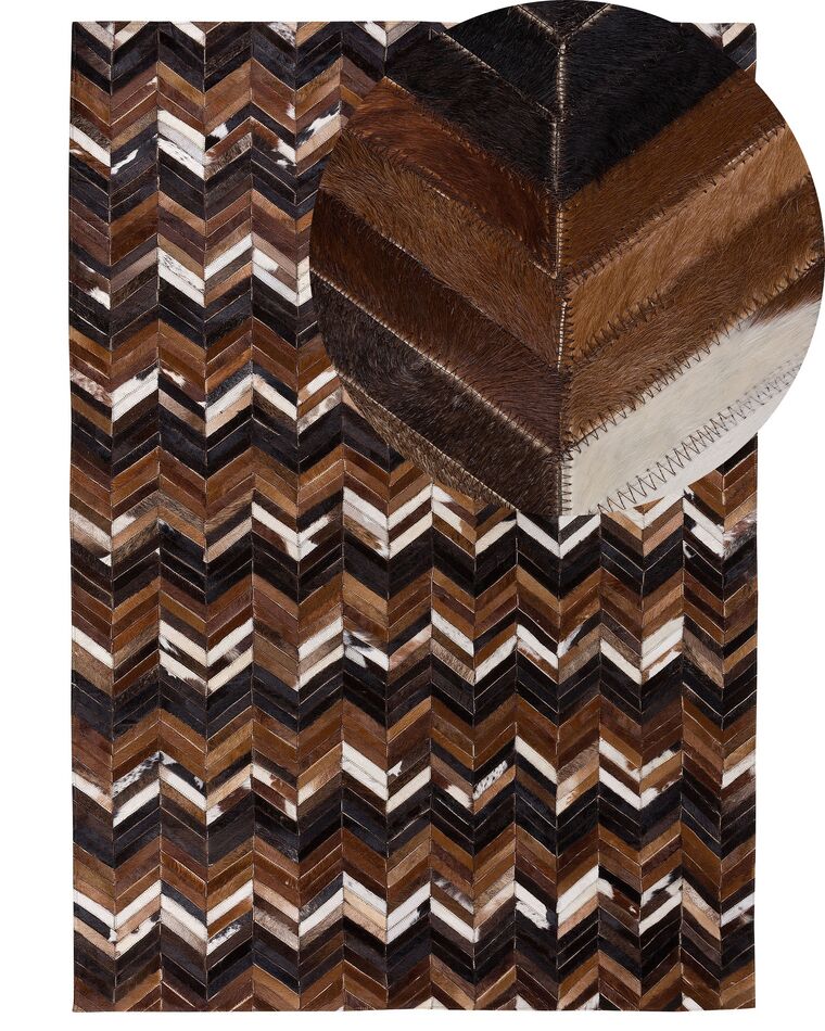 Hnědý kožený koberec 160x230 cm BALAT_688454