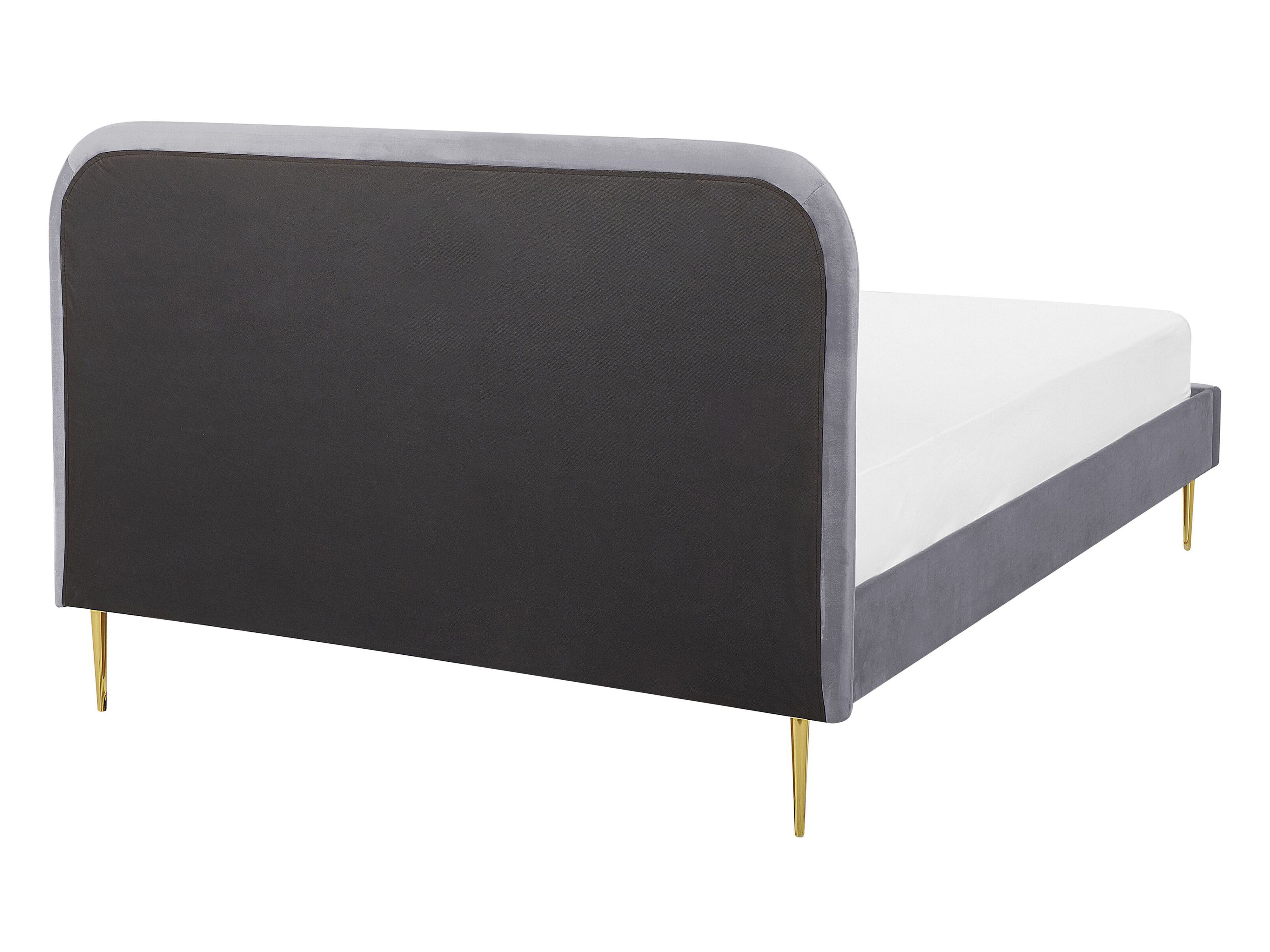 Velvet EU Double Size Bed Grey FLAYAT Beliani.co.uk