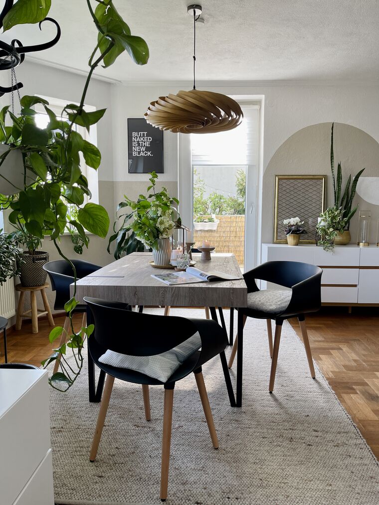 Dining Table 150 x 90 cm Light Wood with Black ADENA Beliani.co.uk