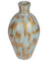 Terracotta Decorative Vase 45 cm Blue and Gold DIKAJA_850342