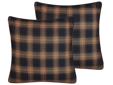 Set of 2 Cushions Chequered Pattern 45 x 45 cm Multicolour ACORUS
