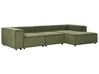 Canapé d'angle à gauche 3 places modulable en velours côtelé vert APRICA_895270