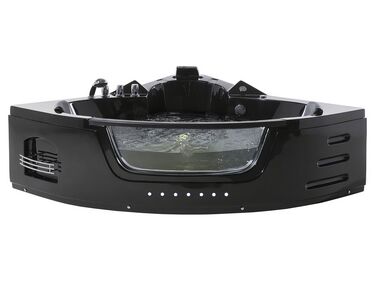 Whirlpool Badewanne schwarz Eckmodell mit LED 198 x 144 cm MARTINICA