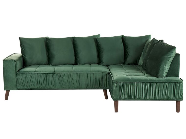Canapé d'angle gauche en velours vert GRENA_837245