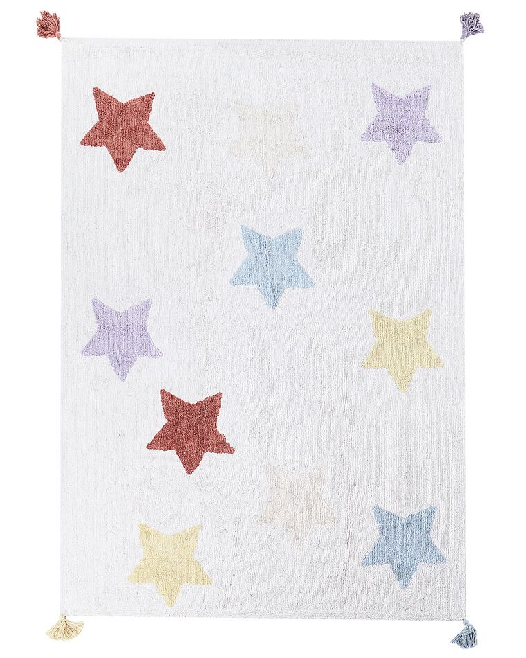 Alfombra de algodón multicolor motivo estrellas 140 x 200 cm MEREVI_907247